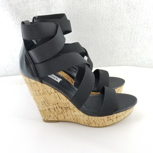 Steve Madden Shoes - Steve Madden Black Abbby Wedge Heels Sz 9